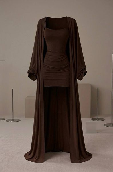 Комплект (кардиган+сукня) шоколад onesize 1650-BL-SH фото