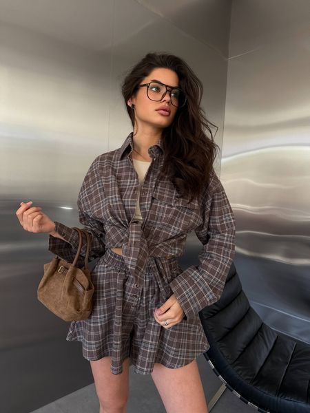 Костюм в клітинку (сорочка+шорти) рожевий 42-44 038-BA-PN-XS фото