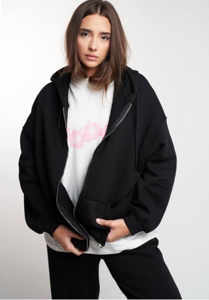 Зіп-худі oversize чорний 42-48 170-LB-BL фото