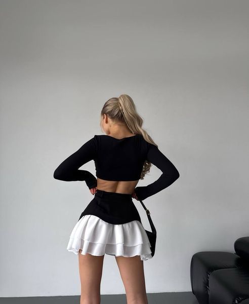 , Black, 42-44, Щільний турецький джинс, креп шифон