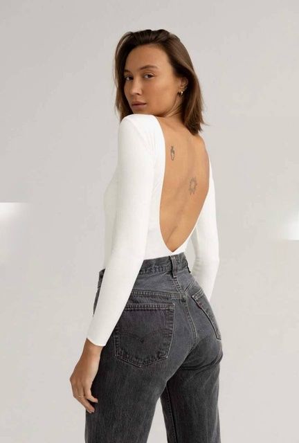 Боді з відкритою спинкою молоко 42-44 720-RB-WH-XS фото