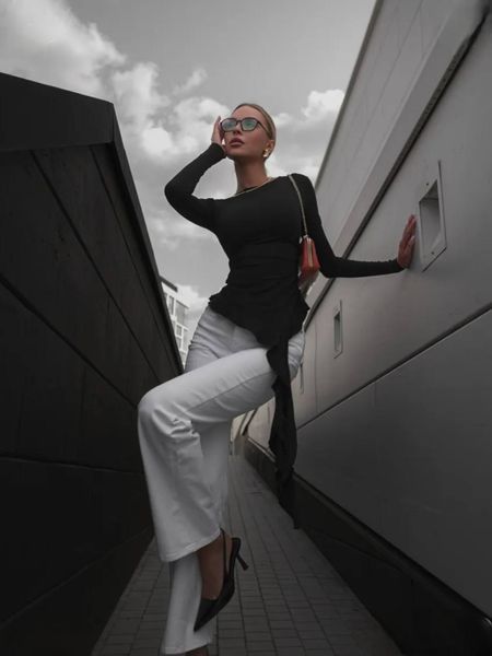 Лонгслів з подовженими рюшиками молоко 42-46 655-SL-WH фото