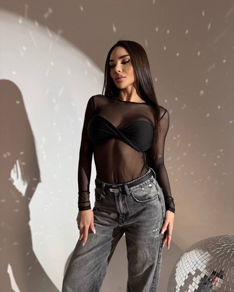 Боді з сітки з акцентним ліфом чорний 42-44 1181-2M-BL-XS фото