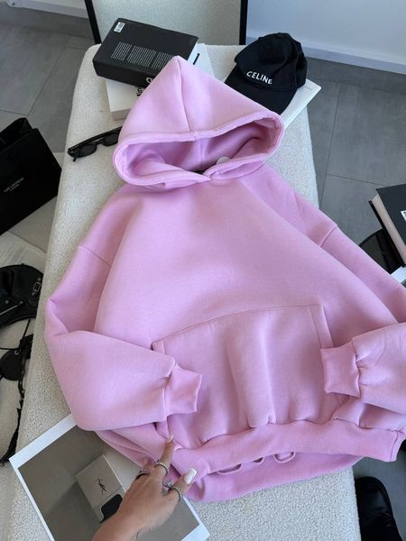 Тепле худі oversize ніжно рожевий 591-OX-PN фото