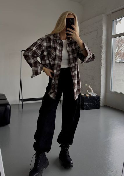 , Беж+сіра смужка, OVERSIZE, Фланель