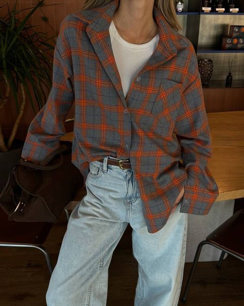 , Беж+сіра смужка, OVERSIZE, Фланель
