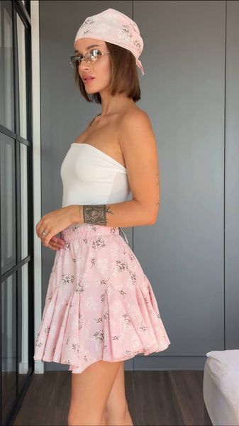 , Pink, 42-46, Спідничка бебі котон, топ масло