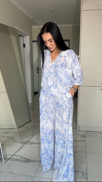 Костюм в стилі діор блакитний oversize 1246-RU-BU фото