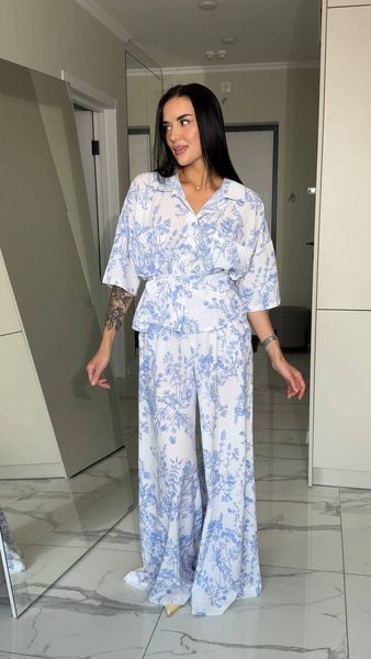 Костюм в стилі діор блакитний oversize 1246-RU-BU фото