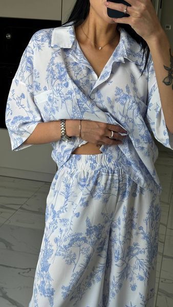 Костюм в стилі діор блакитний oversize 1246-RU-BU фото