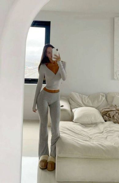Костюм (кофта на запах + лосини з підворотом) шоколад one size 2394-BA-SH фото