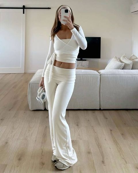 Костюм (кофта на запах + лосини з підворотом) шоколад one size 2394-BA-SH фото